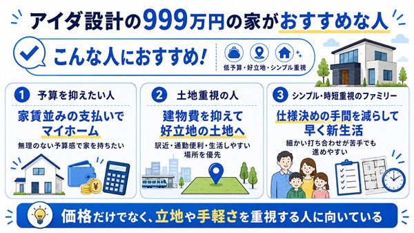アイダ設計の999万円の家のおすすめな人